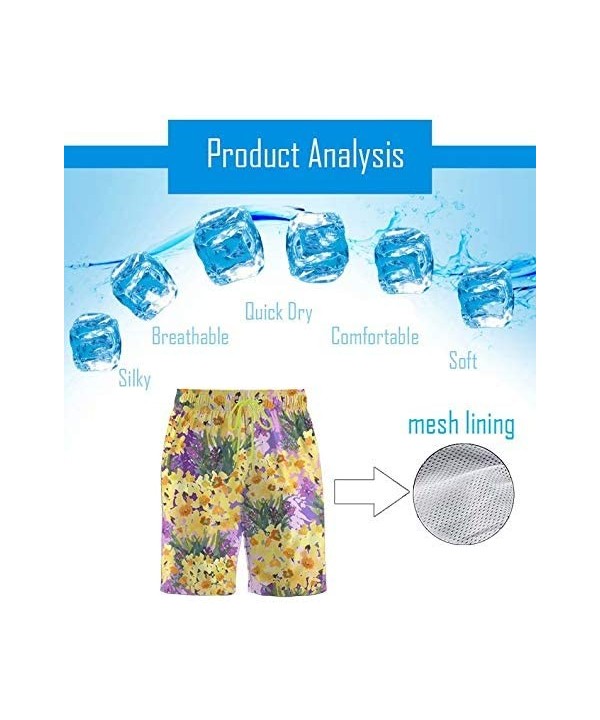 3D Print Flowers Floral Men Swim Trunks Quick Dry Beach Shorts with Mesh Lining Fashion Swimwear Shorts - Flowers Floral-6 - ...