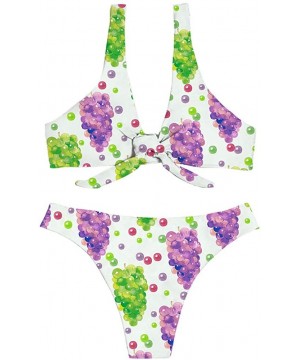 Women's Bikini Swimsuit Fruit Floral Print Hawaiian Two Piece Bathing Suit Swimwear - Purple Grapes - CC196AU8HYO $21.64-Sets