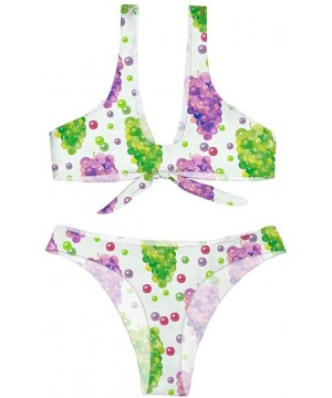 Women's Bikini Swimsuit Fruit Floral Print Hawaiian Two Piece Bathing Suit Swimwear - Purple Grapes - CC196AU8HYO $21.64-Sets