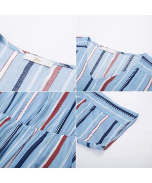 Women Sleeveless Casual Sundress High Waist Tie-Dye Beach Cover Up Dress - A-blue-striped - CS194RLQM66 $23.80-Cover-Ups