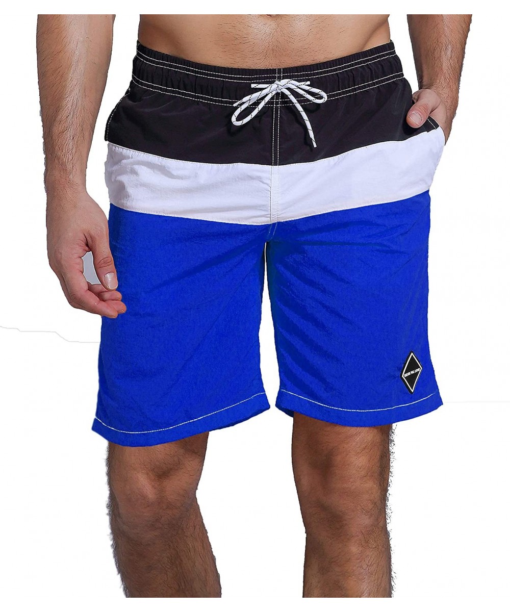 Men's Colorful Swim Trunks Beach Shorts Pockets with Mesh Lining - Blue - CZ18RNT9H6E $23.59-Trunks