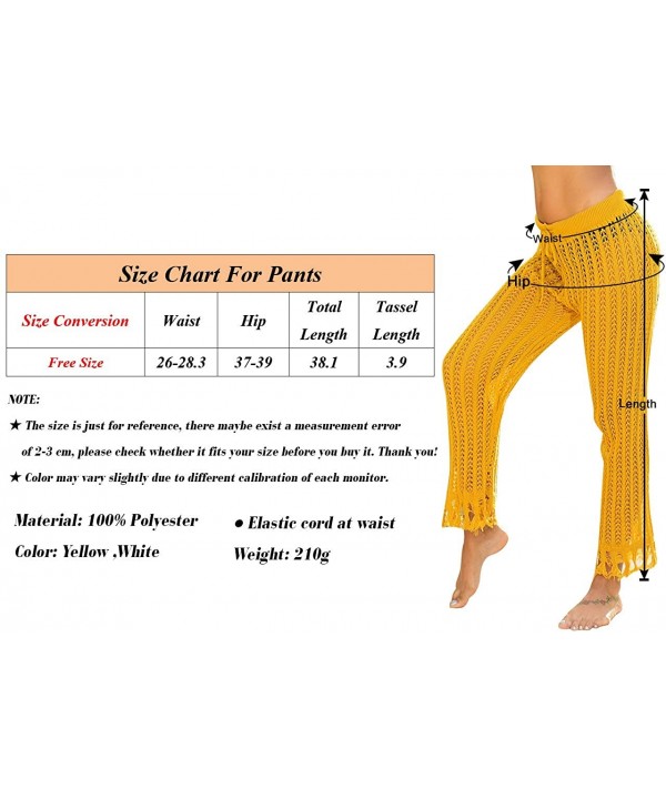 Womens Cover up Pants Swimwear Sexy Knitted Hollow Out Fishnet Crochet Beach High Waist Wide Leg Pants - 06-white - C519642Y6...