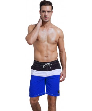 Men's Colorful Swim Trunks Beach Shorts Pockets with Mesh Lining - Blue - CZ18RNT9H6E $23.59-Trunks