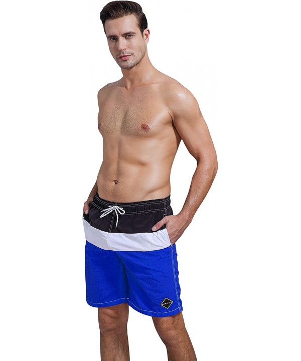 Men's Colorful Swim Trunks Beach Shorts Pockets with Mesh Lining - Blue - CZ18RNT9H6E $23.59-Trunks