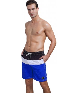 Men's Colorful Swim Trunks Beach Shorts Pockets with Mesh Lining - Blue - CZ18RNT9H6E $23.59-Trunks