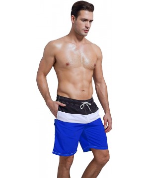 Men's Colorful Swim Trunks Beach Shorts Pockets with Mesh Lining - Blue - CZ18RNT9H6E $23.59-Trunks