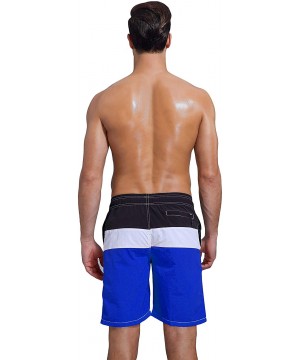 Men's Colorful Swim Trunks Beach Shorts Pockets with Mesh Lining - Blue - CZ18RNT9H6E $23.59-Trunks