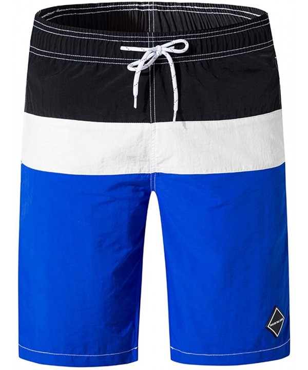 Men's Colorful Swim Trunks Beach Shorts Pockets with Mesh Lining - Blue - CZ18RNT9H6E $23.59-Trunks