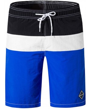 Men's Colorful Swim Trunks Beach Shorts Pockets with Mesh Lining - Blue - CZ18RNT9H6E $23.59-Trunks