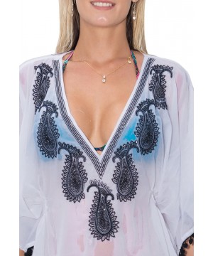 Women's Mini Swimsuit Cover Up Beach Bathing Suit Swimwear Embroidery - Ghost White_g330 - CE11JWJVNS5 $18.97-Cover-Ups