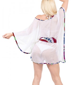 Women's Mini Swimwear Bikini Cover-Ups Beach Kaftan Dress Drawstring A - Ghost White_y273 - CW18NIO3NML $13.94-Cover-Ups