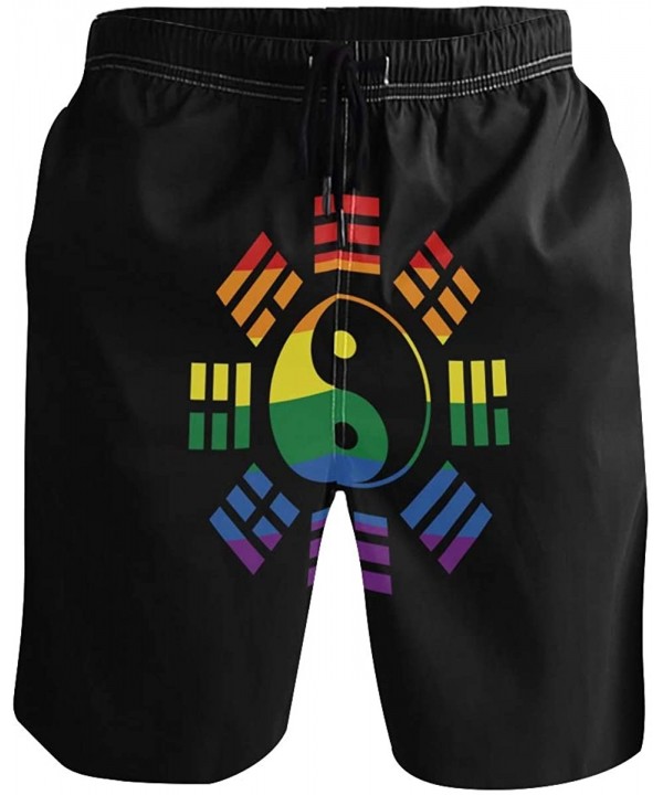 Men's Quick Dry Swim Trunks with Pockets Beach Board Shorts Bathing Suits - Lgbt Flag Yin and Yang Bagua - CN195W3G0HE $30.23...