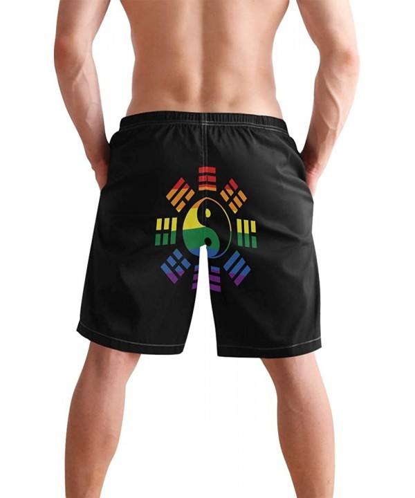 Men's Quick Dry Swim Trunks with Pockets Beach Board Shorts Bathing Suits - Lgbt Flag Yin and Yang Bagua - CN195W3G0HE $30.23...