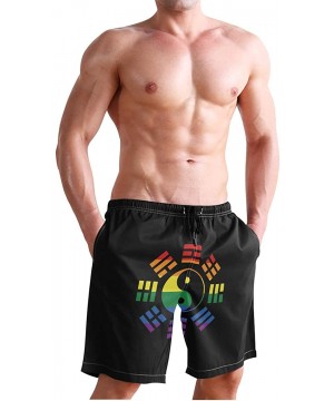 Men's Quick Dry Swim Trunks with Pockets Beach Board Shorts Bathing Suits - Lgbt Flag Yin and Yang Bagua - CN195W3G0HE $30.23...