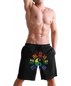 Men's Quick Dry Swim Trunks with Pockets Beach Board Shorts Bathing Suits - Lgbt Flag Yin and Yang Bagua - CN195W3G0HE $30.23...