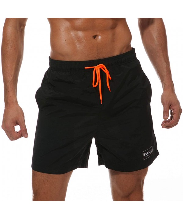 Men's Swim Trunks - Black - CM18QR0Z7RM $14.96-Board Shorts