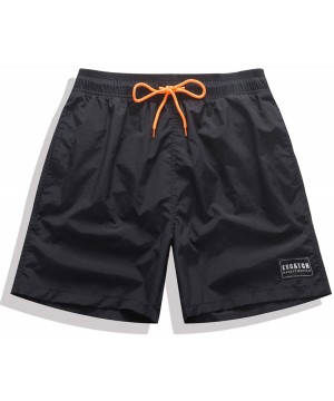 Men's Swim Trunks - Black - CM18QR0Z7RM $14.96-Board Shorts