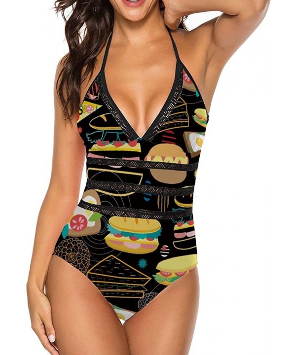 Sausage Burger Hot One-Piece Party Push Up Rash Guard Wrap Trim Bottom&Bra for Womens - Style1-1 - C019DI4DQSL $30.07-Rash Gu...