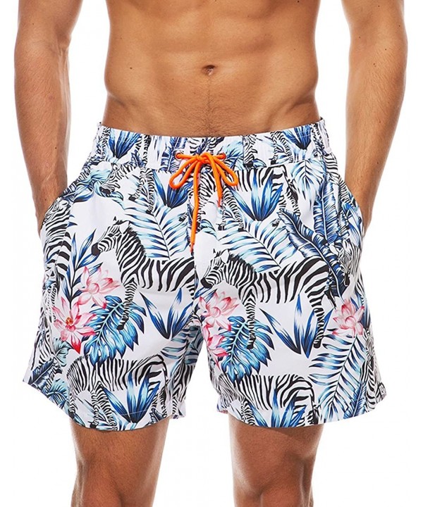 Men's Swim Trunks Quick Dry Beach Shorts Bathing Suit with Swimwear Mesh Lining - Zebra - CN180R43OA6 $16.32-Board Shorts