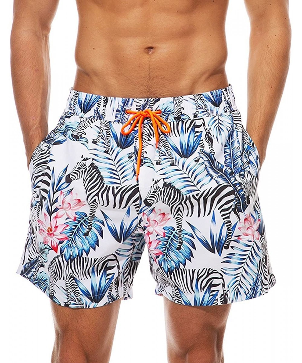 Men's Swim Trunks Quick Dry Beach Shorts Bathing Suit with Swimwear Mesh Lining - Zebra - CN180R43OA6 $16.32-Board Shorts