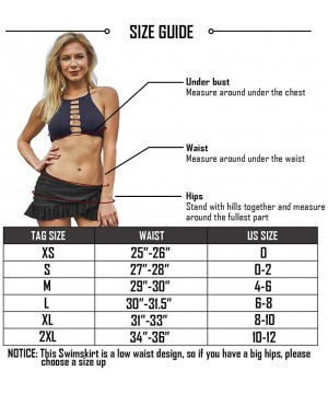 Women Black Overlapping Ruffled Mini Swim Skirt with Panty - Black - CQ18LUWRNRG $14.03-Bottoms