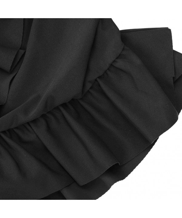 Women Black Overlapping Ruffled Mini Swim Skirt with Panty - Black - CQ18LUWRNRG $14.03-Bottoms