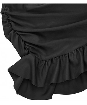 Women Black Overlapping Ruffled Mini Swim Skirt with Panty - Black - CQ18LUWRNRG $14.03-Bottoms