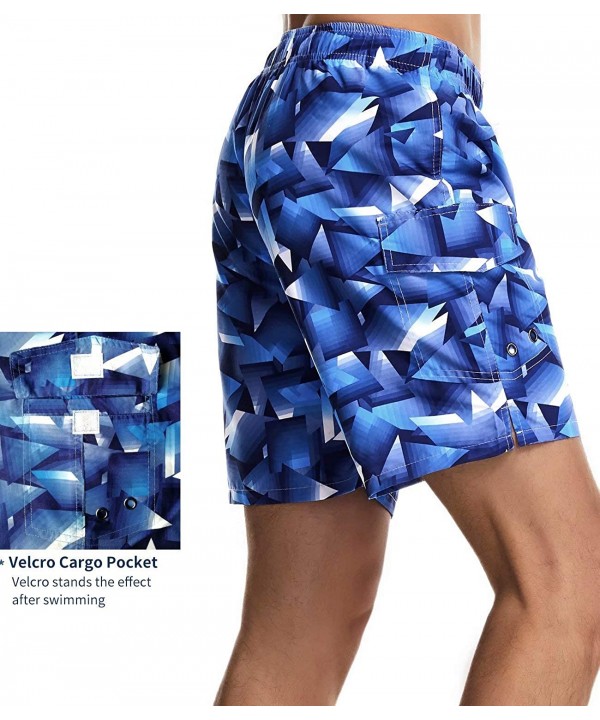 Mens Swim Trunks with Mesh Lining - Blue-602 - CL196AXZ639 $11.41-Board Shorts