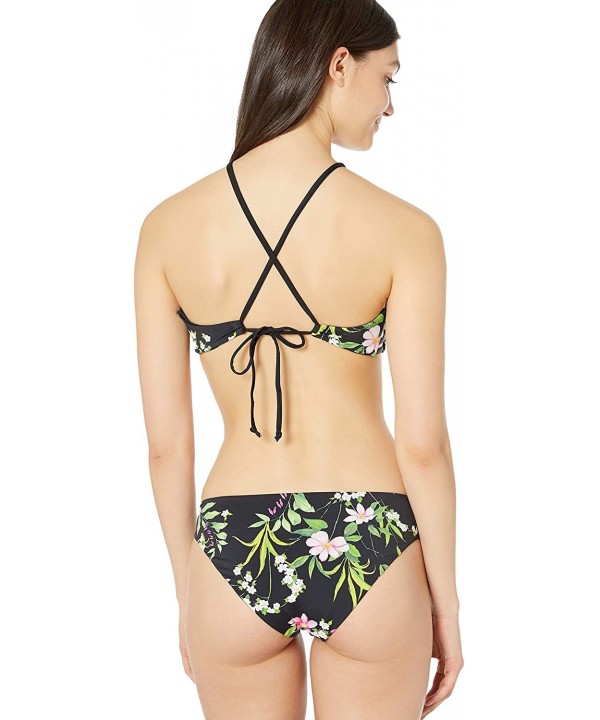 Women's High Neck Bikini Swimsuit Two Piece Reversible Beachwear Set - Dandelion/ Solid Black - CR18N9Q43KS $18.65-Sets