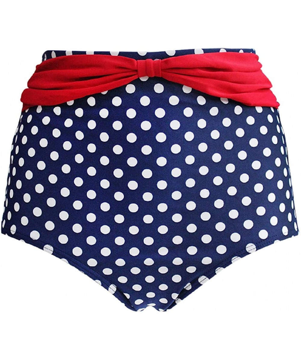 Women Retro High Waisted Bikini Bottoms Bathing Suit Bottoms - Blue - Spots - CW198UDXS87 $20.27-Bottoms