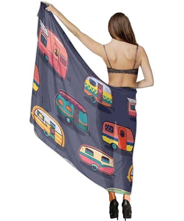 Women Fahion Swimsuit Bikini Cover Up Sarong- Party Wedding Shawl Wrap - Happy Camper Camping - CK19C4R3LY0 $27.28-Cover-Ups