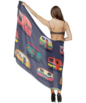 Women Fahion Swimsuit Bikini Cover Up Sarong- Party Wedding Shawl Wrap - Happy Camper Camping - CK19C4R3LY0 $27.28-Cover-Ups