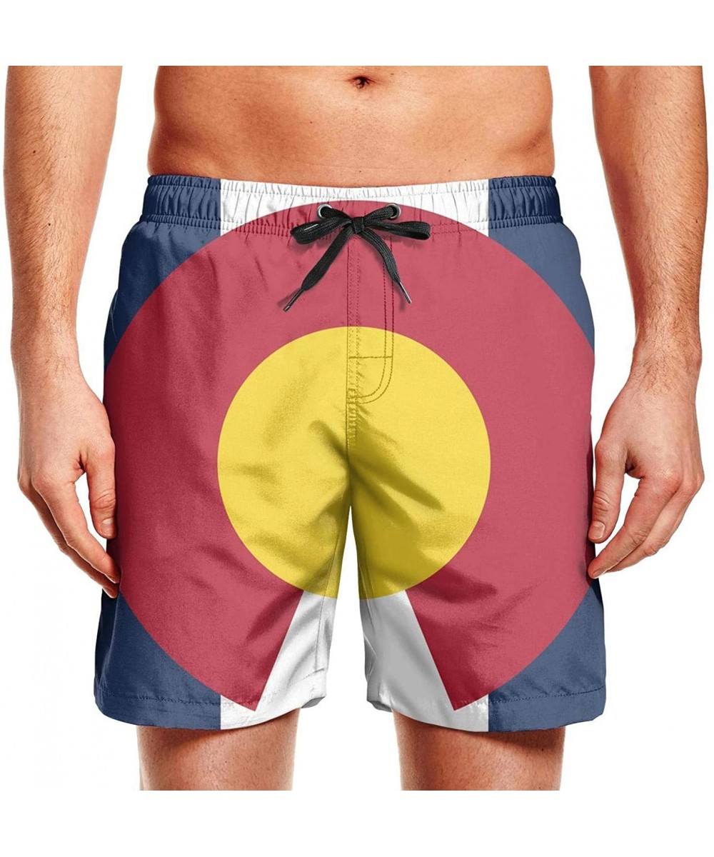 Mens Swim Trunks California Grizzly Quick Dry Printed Beach Shorts Casual - Colorado Flag - CQ18TNXYENE $36.17-Trunks