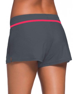 Womens Side Split Waistband Swim Shorts with Panty Liner Plus Size S - 3XL - Grey - CD1832EGRD6 $18.40-Tankinis