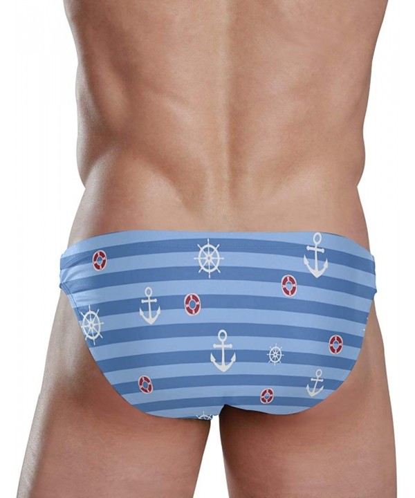 Mens Swim Bikini Briefs Mexico Flag Circle Swimwear Surf Shorts Trunks - Nautical Anchor Compass Helm Stripe - CN18UWQSDWC $2...