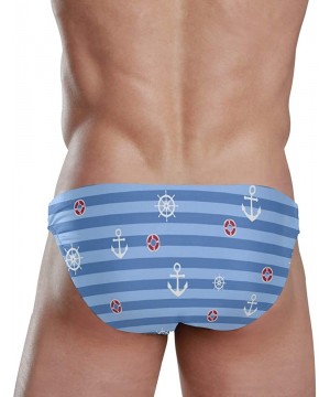 Mens Swim Bikini Briefs Mexico Flag Circle Swimwear Surf Shorts Trunks - Nautical Anchor Compass Helm Stripe - CN18UWQSDWC $2...