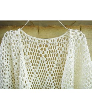 Fringe Kimono Cardigan Crochet Bikini Cover up Womens Summer Beachwear Ivory - C711WQ4TC6D $38.16-Cover-Ups