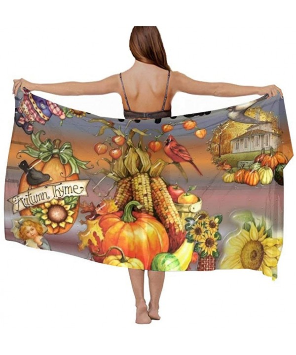 Women Fahion Swimsuit Bikini Cover Up Sarong- Party Wedding Shawl Wrap - Happy Thanksgiving Fall Everyone - CC19C6NEZN5 $22.8...