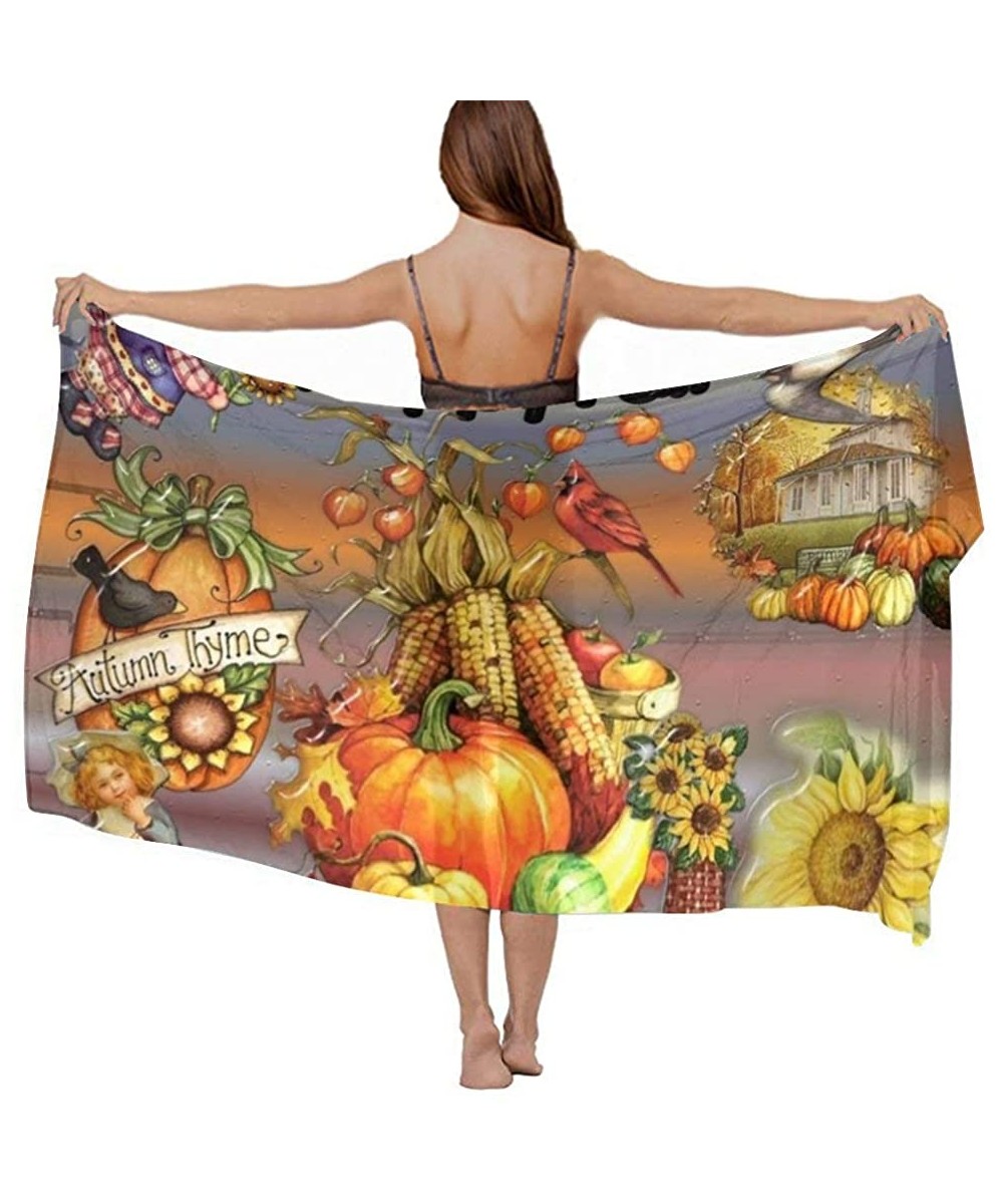 Women Fahion Swimsuit Bikini Cover Up Sarong- Party Wedding Shawl Wrap - Happy Thanksgiving Fall Everyone - CC19C6NEZN5 $22.8...