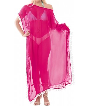 Women's One Size Kaftan Wedding Dresses Sleepwear Cover Ups Drawstring - Pink_b524 - CO188IXX9HZ $34.95-Cover-Ups