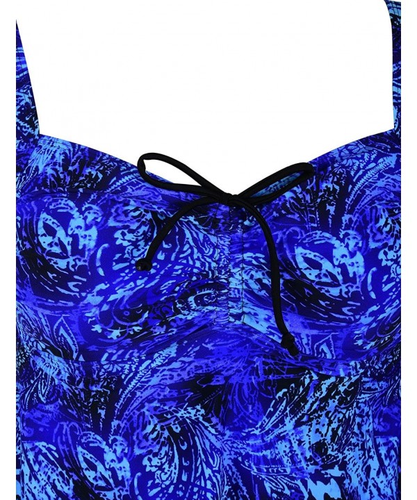 Women's Plus Size Swimwear Floral Tankini Set Drawtring Modest Two Piece Swimsuit - Swirl Blue - CC187INRI2S $29.54-Sets