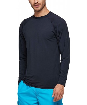 Men's Long-Sleeve Rashguards Sun Protection Shirts UPF 50+ Swim Shirts - Black - CK197Y7QS62 $16.78-Rash Guards