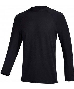 Men's Long-Sleeve Rashguards Sun Protection Shirts UPF 50+ Swim Shirts - Black - CK197Y7QS62 $16.78-Rash Guards