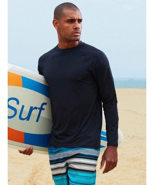 Men's Long-Sleeve Rashguards Sun Protection Shirts UPF 50+ Swim Shirts - Black - CK197Y7QS62 $16.78-Rash Guards