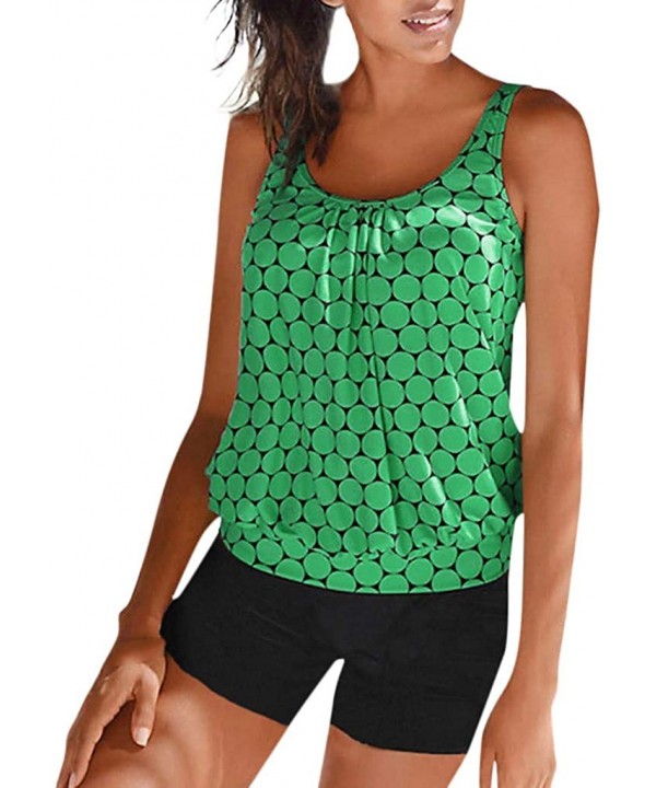 Swimsuits for Women-Dot Printed Tankini Swimsuit Two Pieces Set- Tank Top with Body Shorts Bottoms Set - Green - CH18TH67YIN ...