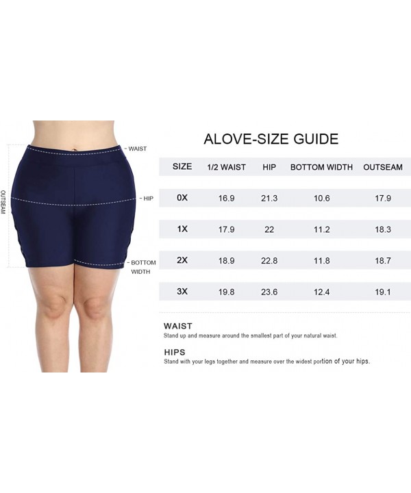 Women Plus Size Swim Shorts High Waist Board Shorts Stretchy Swimsuit Bottoms - Navy With Strappy Lace Side - CC194OZI9CG $20...