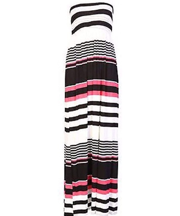 Women's Floral Maxi Dresses Plus Size Tube Top Long Shirring Sundress Cover Up - Multi Stripe - CJ19GXM5MKK $28.01-Cover-Ups