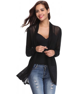 Womens Casual Long Sleeve Open Front Cardigan Sweater - Black - CS18DEEGIN4 $18.79-Cover-Ups