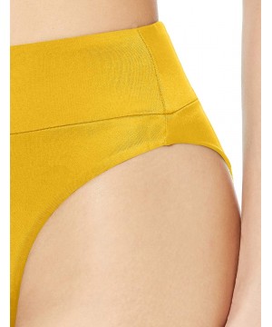 Women's Solid High Rise Cheeky Bikini Bottoms - Golden - C018QEONWQQ $35.82-Tankinis