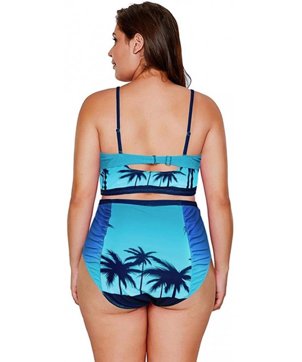 Women's Plus Size Strappy High Waist Bikini Sets Two Pieces Swimsuit M-XXXL - Color C - CC1906Q5D23 $31.83-Sets